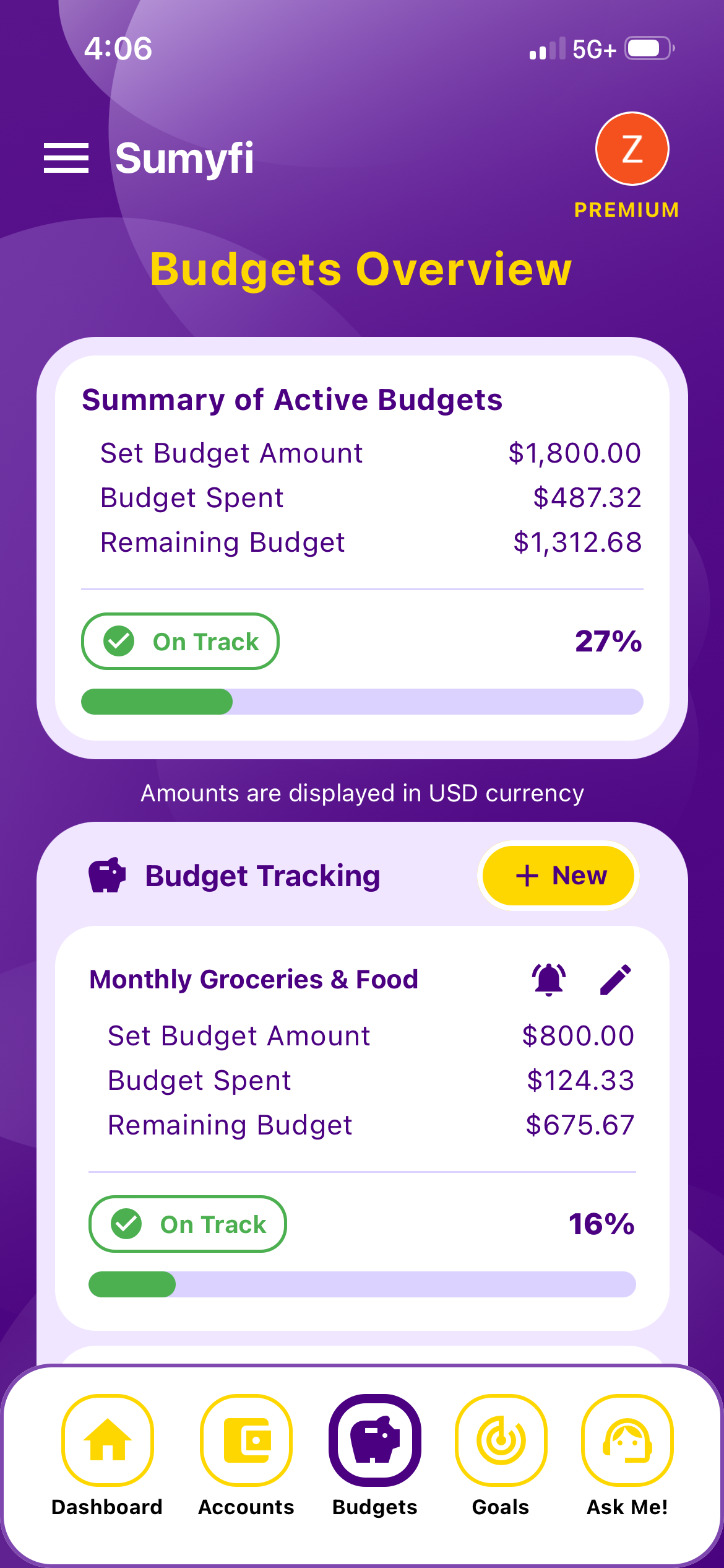 Best Finance App for ADHD Users mobile spending limits and goal progress