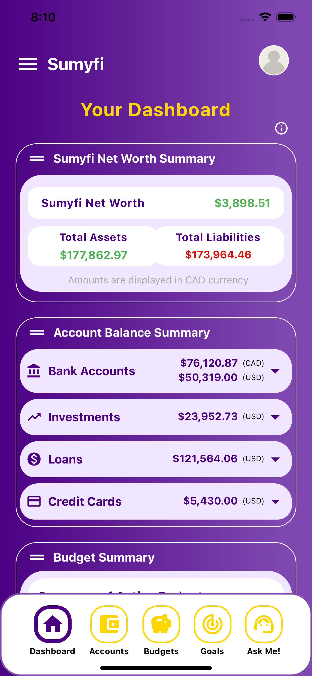 Sumyfi dashboard screenshot placeholder
