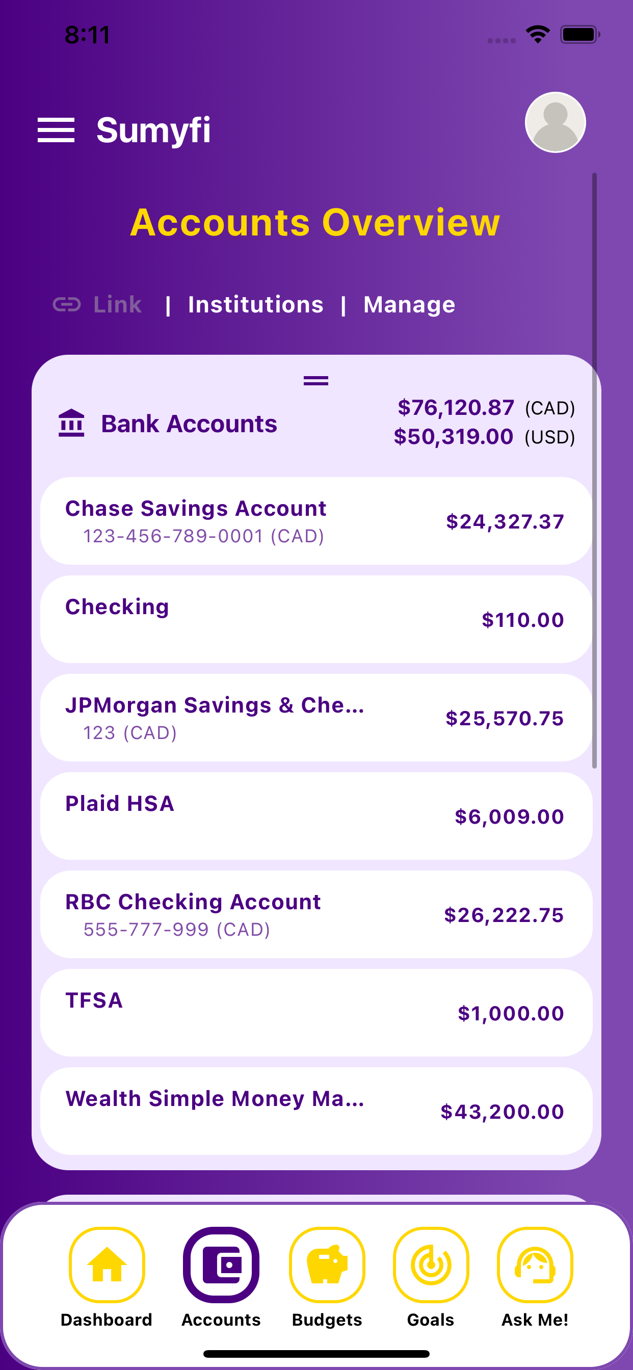 Sumyfi accounts screenshot placeholder