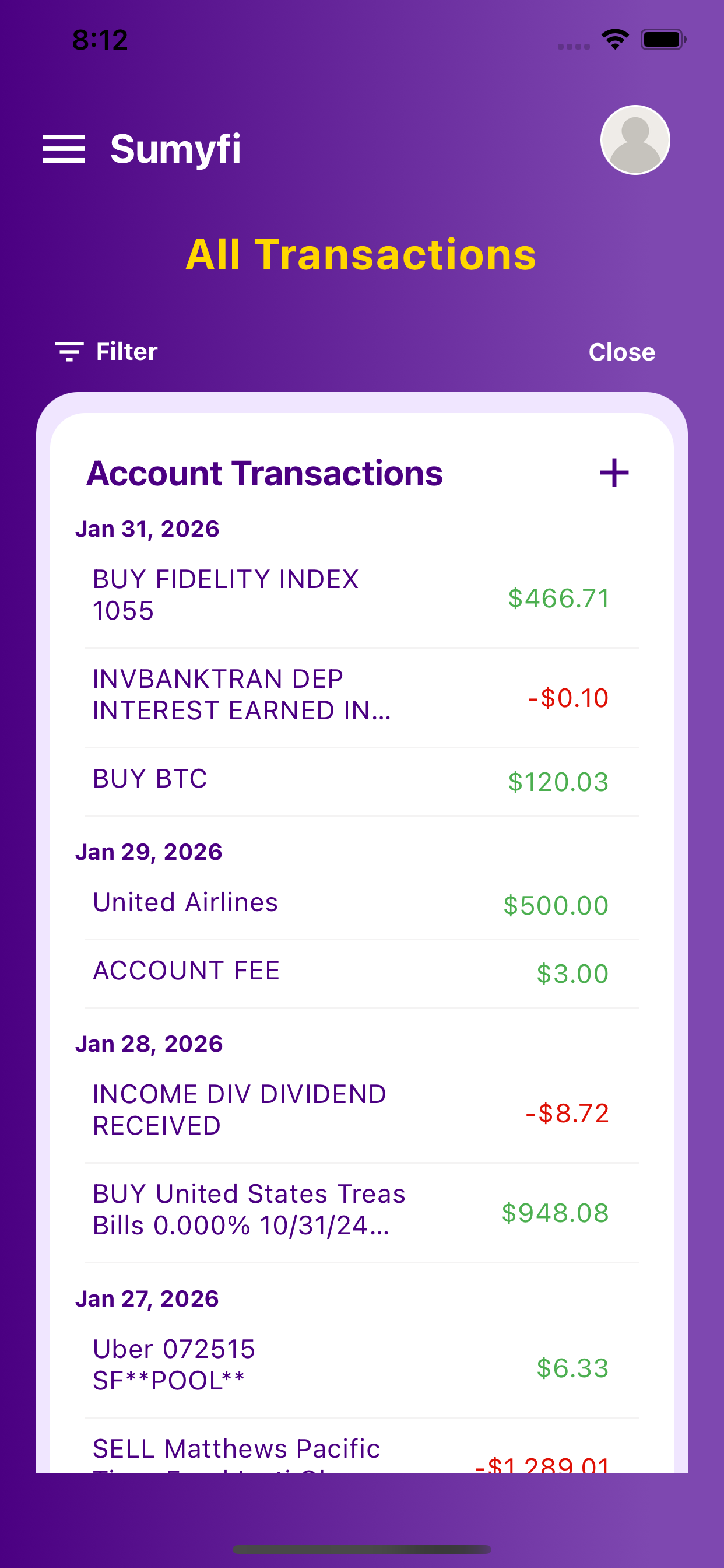 Sumyfi transactions screenshot placeholder
