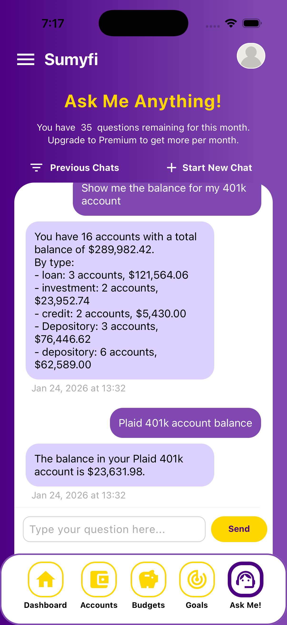 Sumyfi App Mockup - notifications and insights
